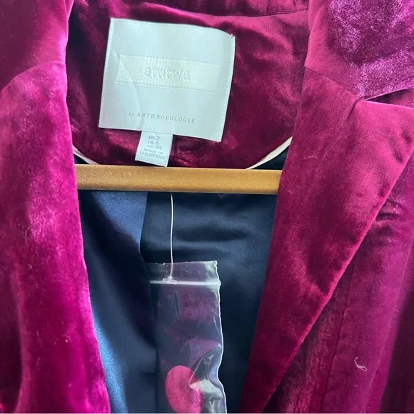 Anthropologie Ett Twa Velvet Gallery Blazer Jacket - Picture 6 of 11